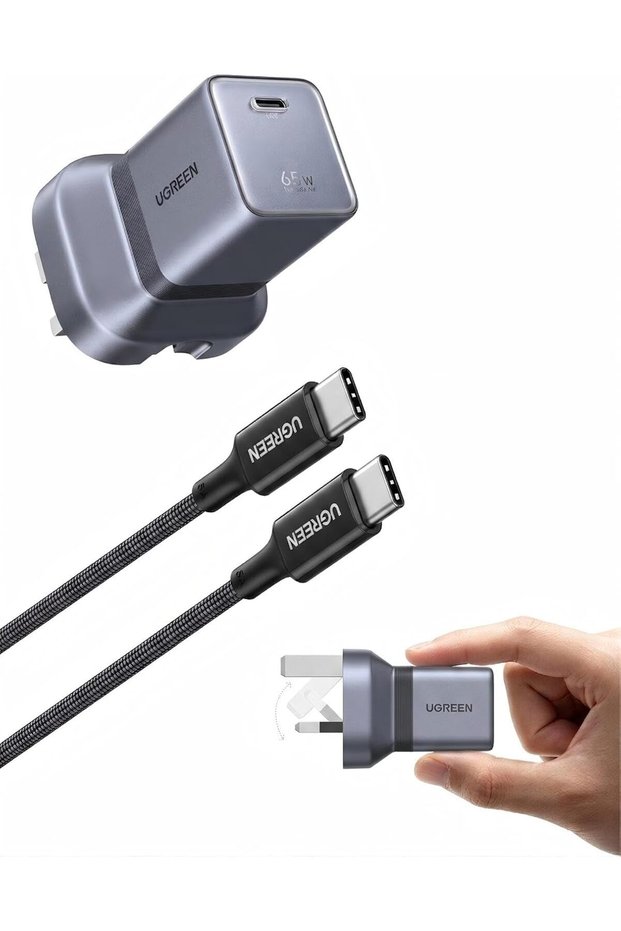 Nexode Air Type-C Fast Charger 65W with USB-C Cable, Foldable Prong