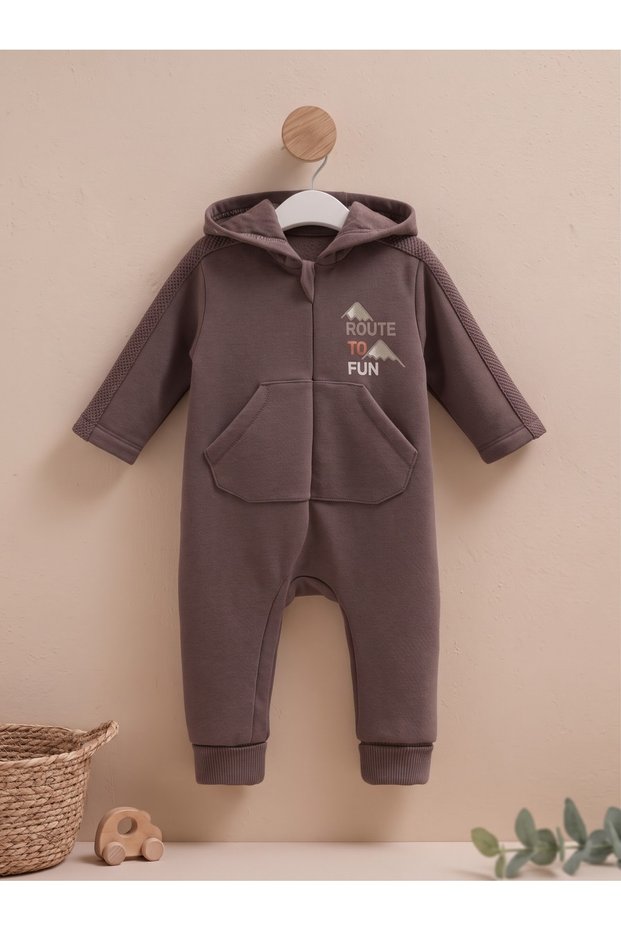 Boys' Winter Onesie with Hood, 3-Ply, Brushed Inside, Zipper