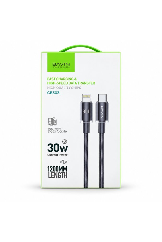 CB303 USB-C to Lightning Braided Charging Cable, 30W, 1.2m