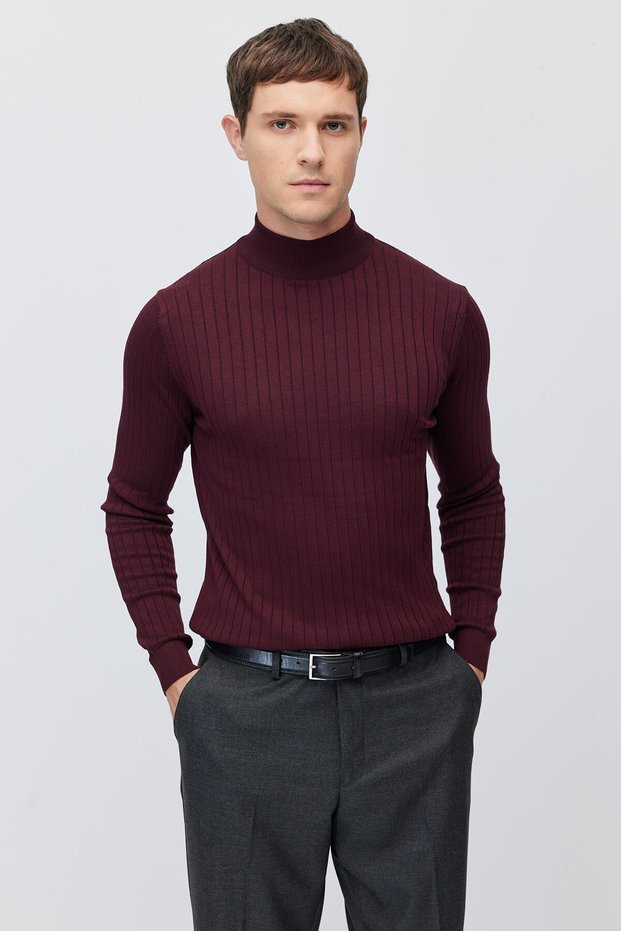 Men's Ribbed Half Turtleneck Knitwear Sweater