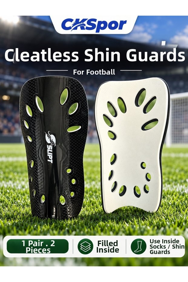CKSpor Non-Velcro Soccer Cleats, 1 Pair, Padded Shin Guards
