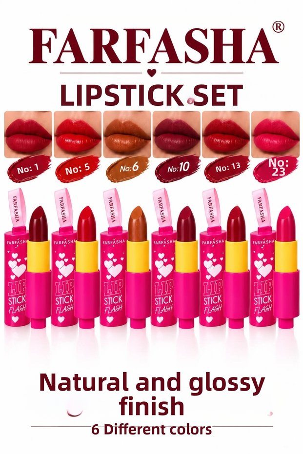 6-Piece Lipstick Set with a Glossy Finish