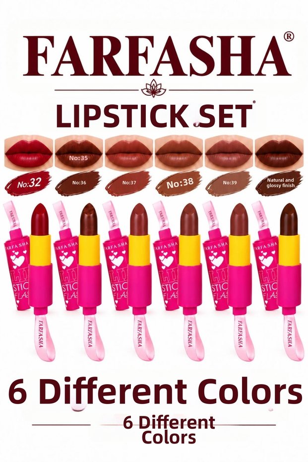 6-Piece Lipstick Set with a Glossy Finish