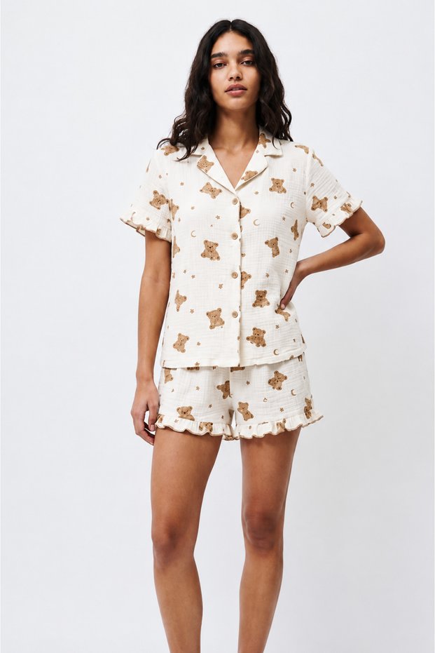 Women's Patterned Trendy Snow White Pajama Set