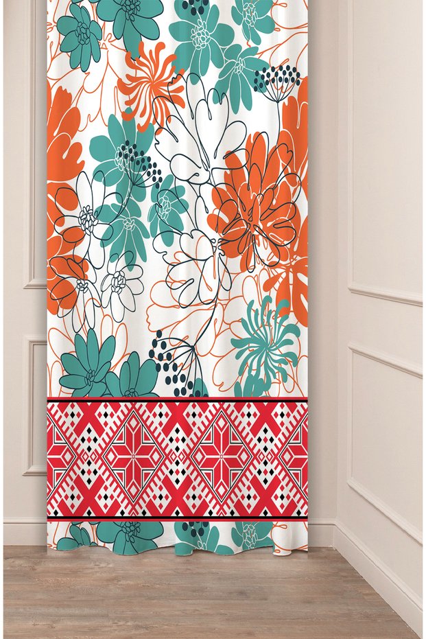 Authentic, Anatolian, Ethnic Patterned Special Design Digital Printed (Single Wing) Modern Stylish Background Curtain