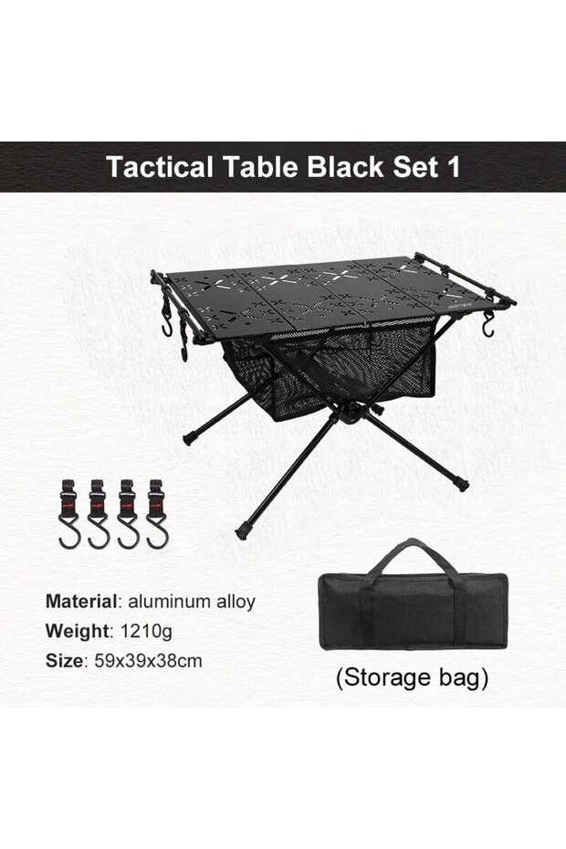 Black Table Set WESTTUNE Camping Folding Table Portable Aluminum Alloy Lightweight Table with Access