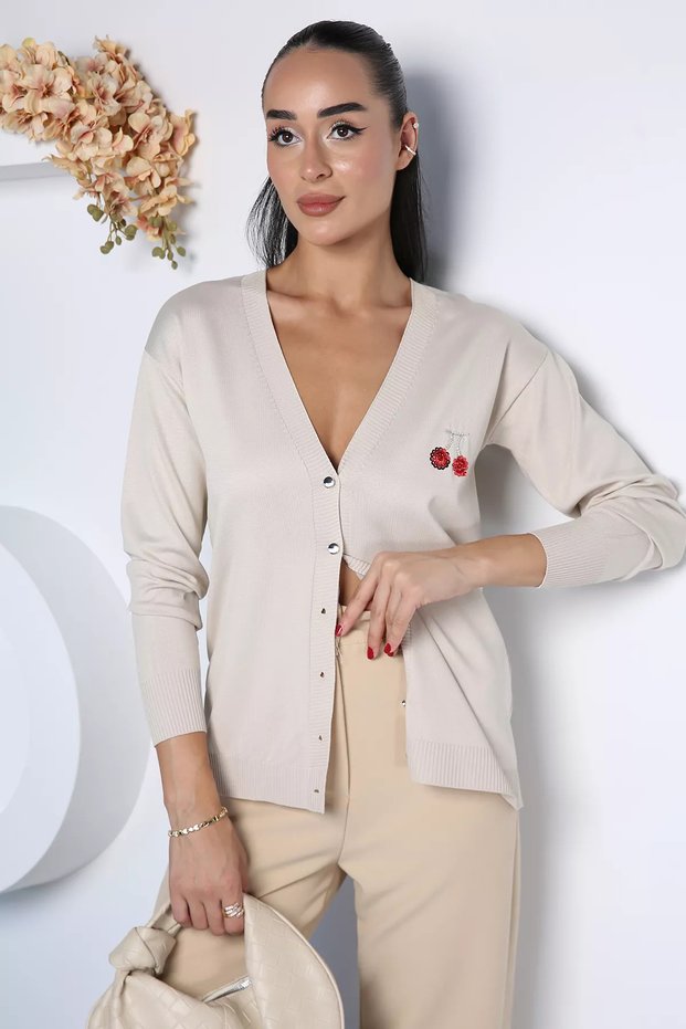 Women's embroidered knit cardigan
