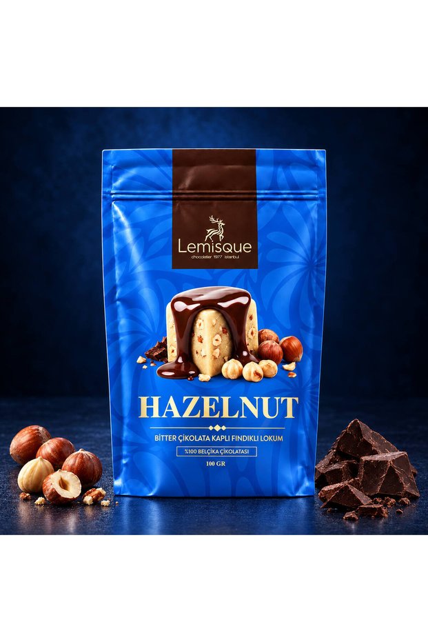 Bitter Chocolate Covered Hazelnut Turkish Delight 100 Gr