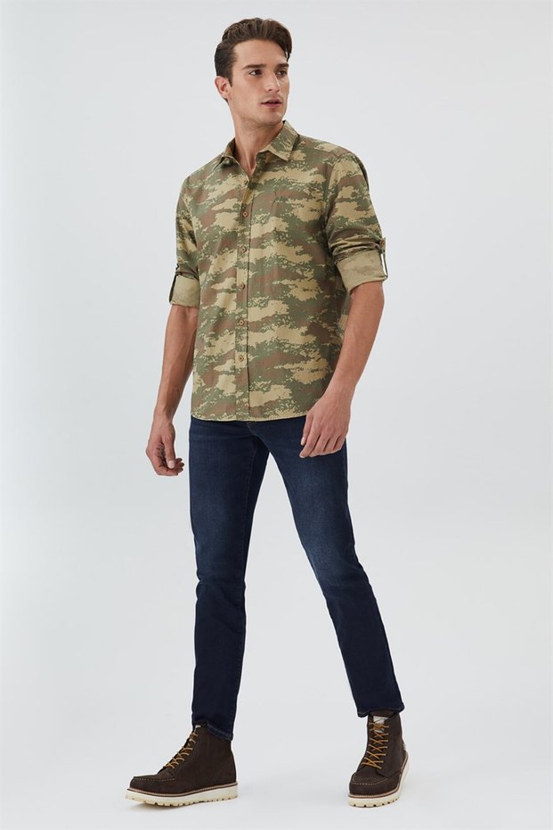 Bangor Men's Camouflage 100% Cotton Woven Shirt