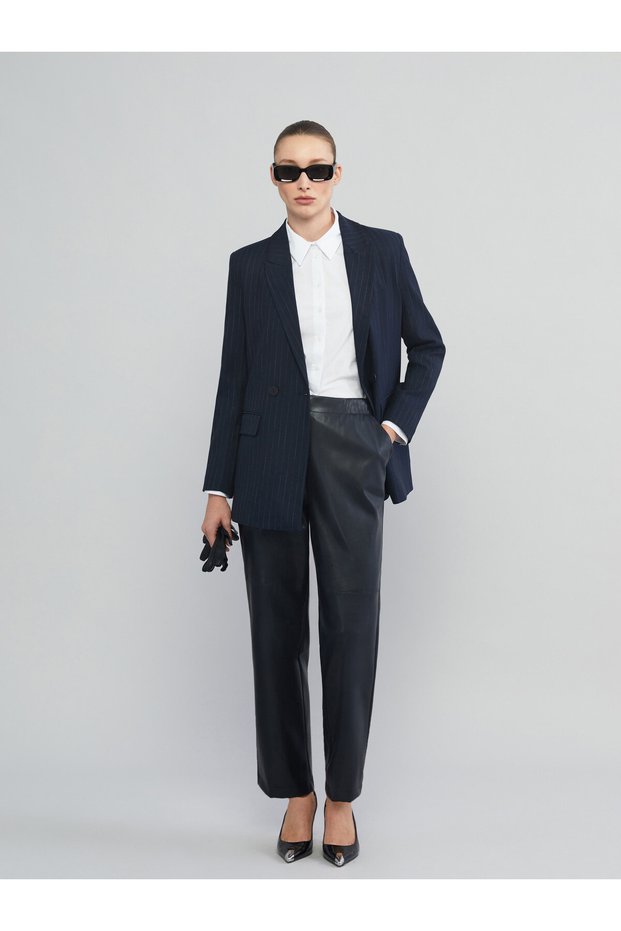 LCWAIKIKI Classic Navy Blue Faux Leather Flat Standard & Regular Straight-Leg Women's Panto—The ALITA CITY Difference