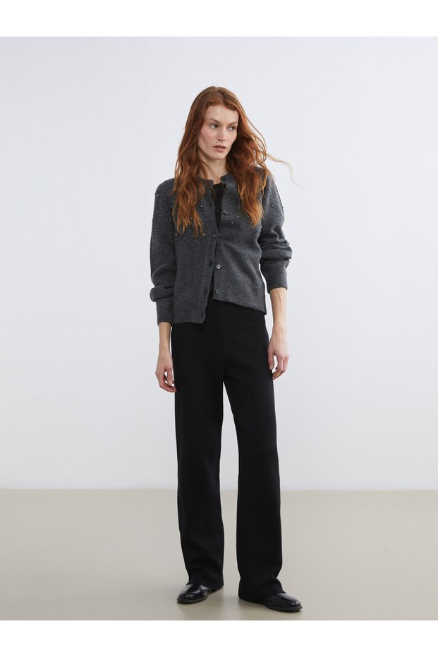 LCW Vision Black Knit Straight-Leg & Narrow-Leg Women's Pants, Featuring the ALITA CITY Difference