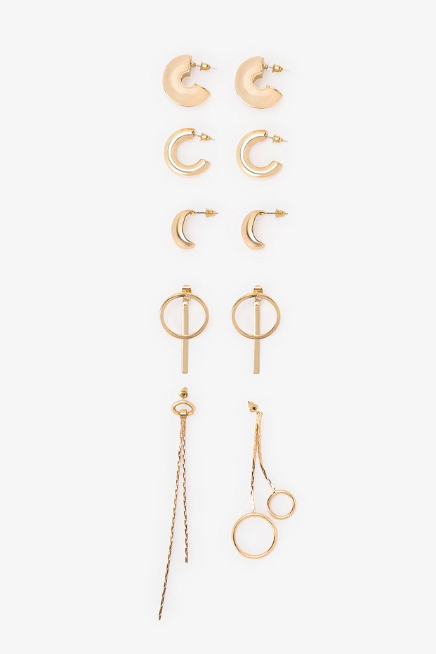 Gold Color Leila 5-Piece Earring Set