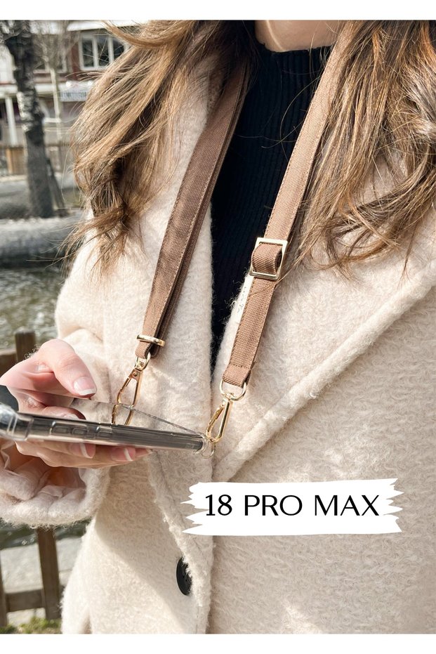 iPhone 18 Pro Max Coffee Canvas Phone Strap Canvas Strap Phone Case Cafe