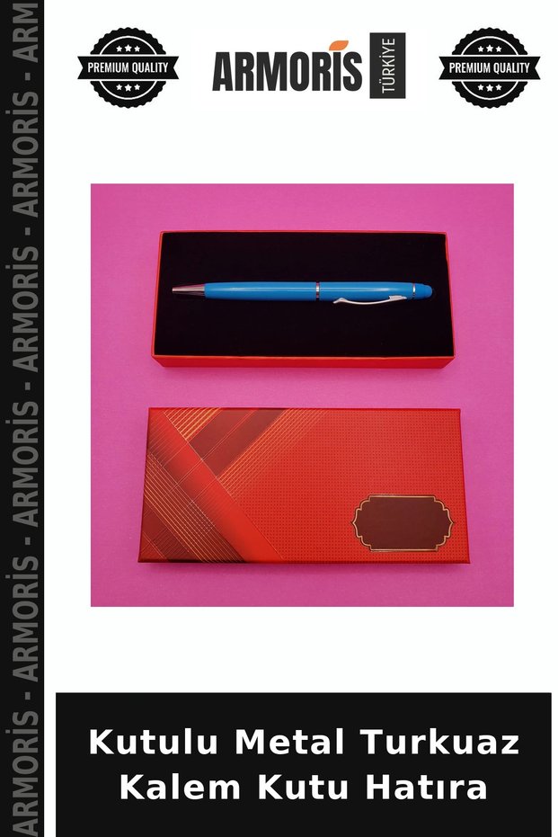 Boxed Metal Turquoise Pen Box Souvenir