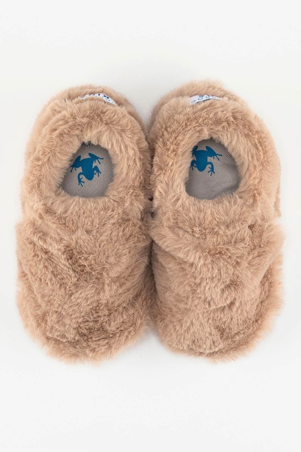 Furry Furry Beige Fur Barefoot Slippers (Gift Set)