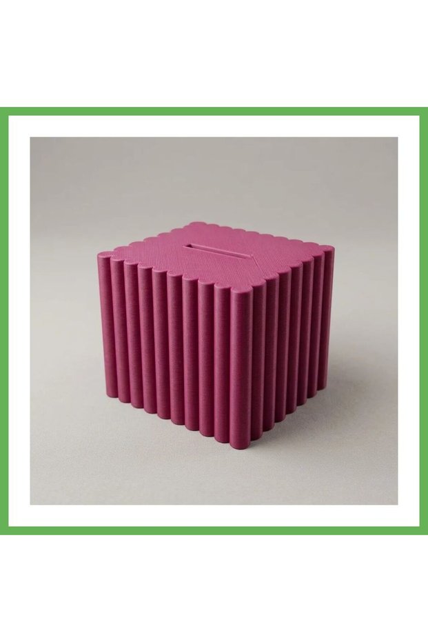 3D Printed Breakable Piggy Bank Striped Square Piggy Bank Break When You Reach Your Goal Save Money Gen01