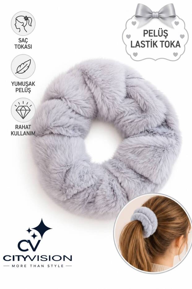 Plush Gray Simit Hair Clip