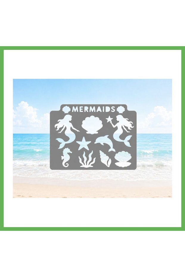3D Print Mermaid-Themed Drawing Template - Multi-Pattern Template - Gray GEN01