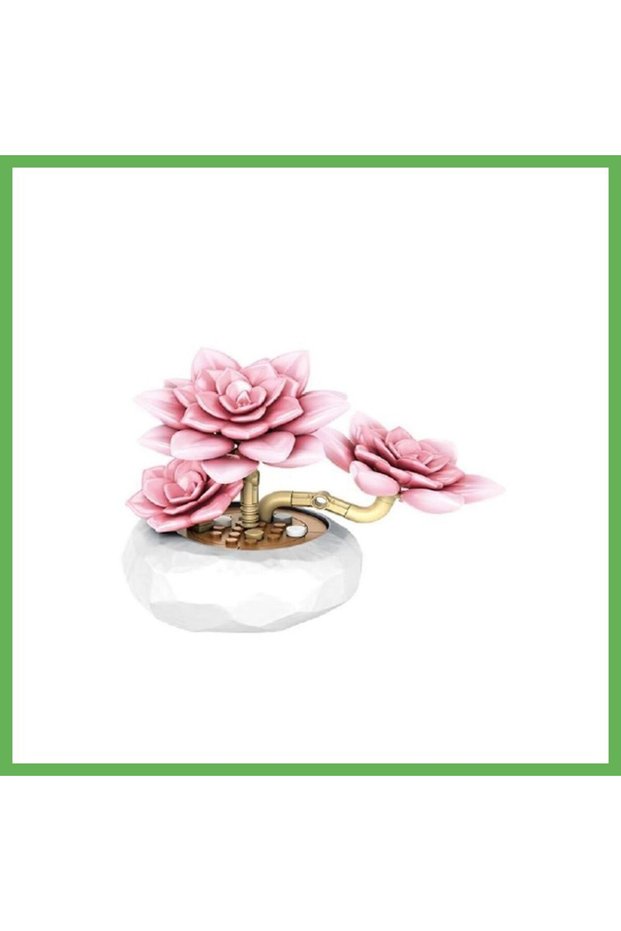 P655064 PINK WATER LILY SUCCULENT MODEL 82-PIECE BLOCK TOY GEN01