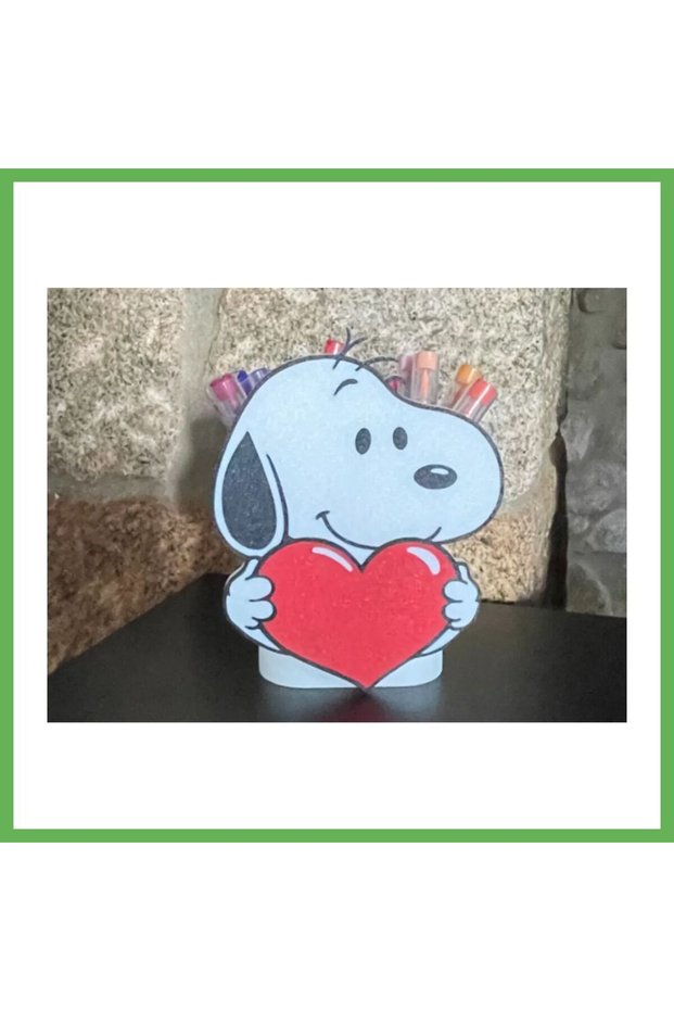 3D-Printed Pencil Holder with a Cute Dog Figurine - Desktop Organizer GEN01
