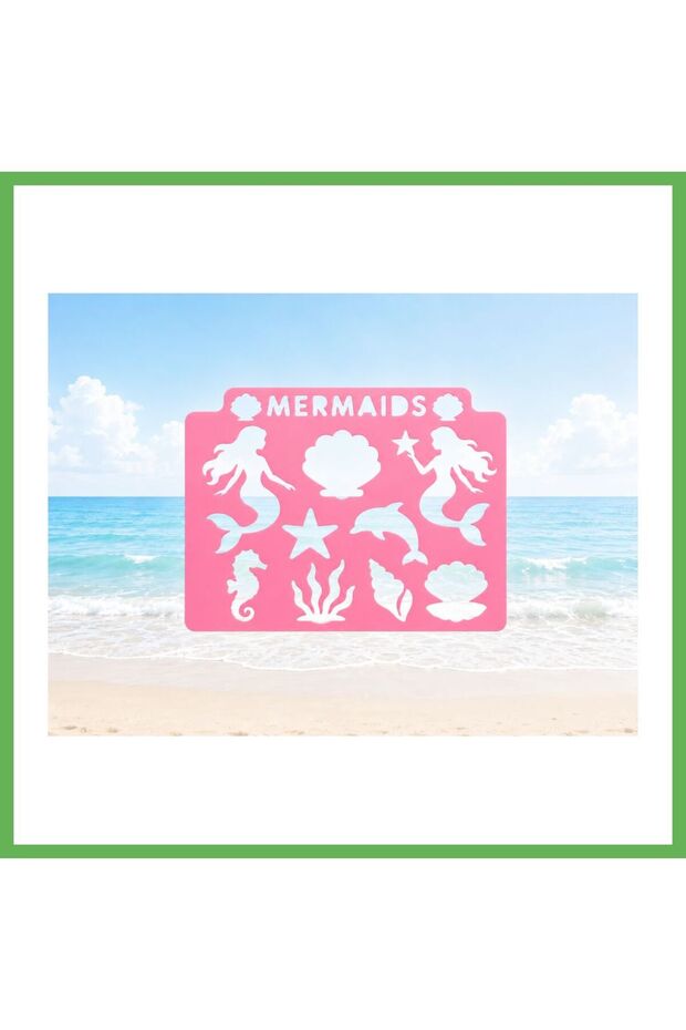 3D Print Mermaid-Themed Drawing Template - Multi-Pattern Template - Pink GEN01