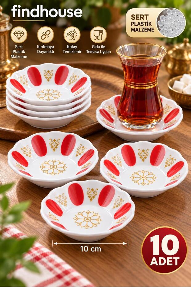 10 Red-Patterned Coffee Shop Tea Coasters for Tea Stands, Tea Houses, and Workplaces