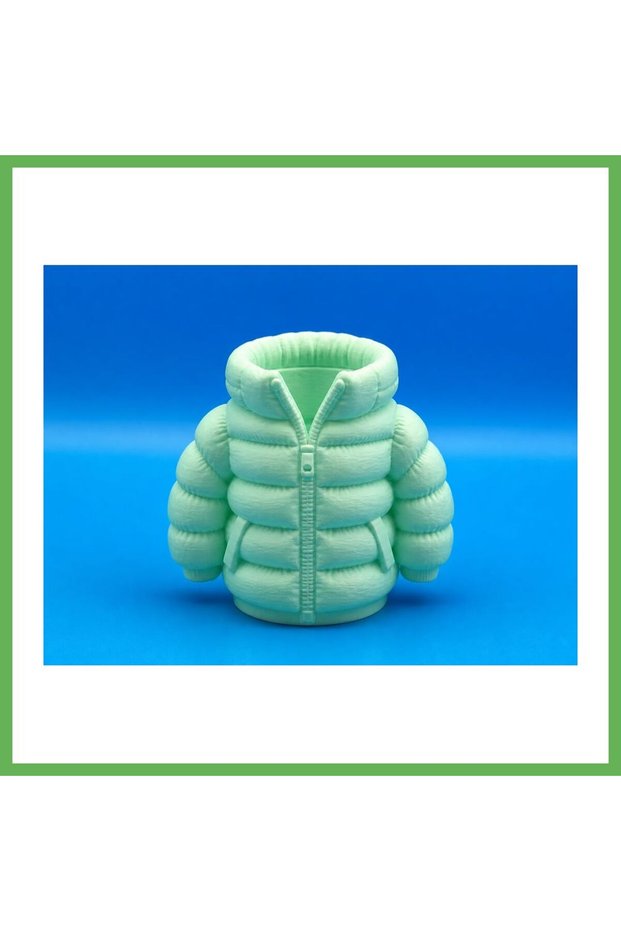 3D-Printed Puffer Coat Pencil Holder - Desktop Organizer - Mint GEN01
