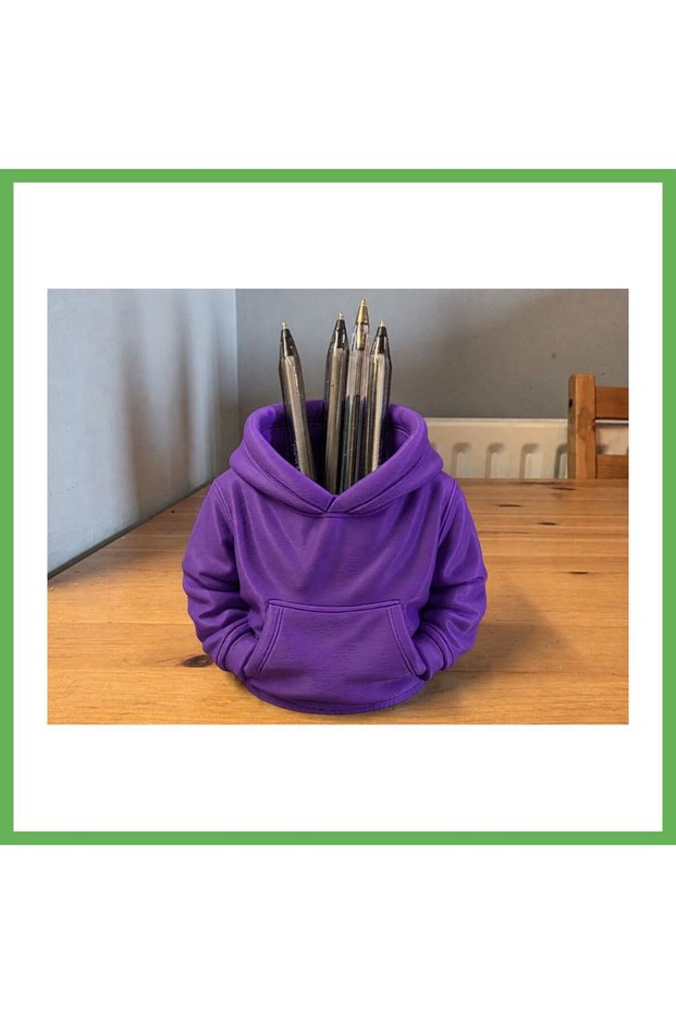 3D-Printed Hooded Sweatshirt Pencil Holder - Desktop Organizer - Purple GEN01