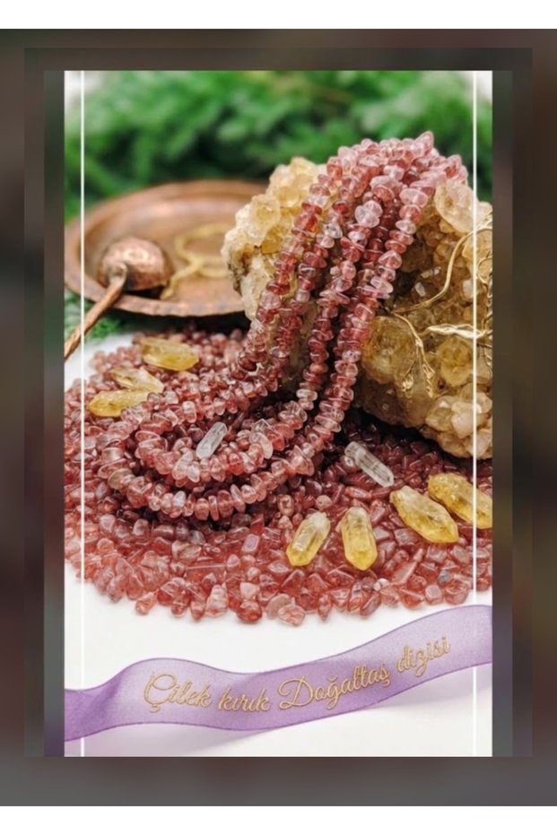 Strawberry Quartz Natural Stone Bracelet with Broken Pieces