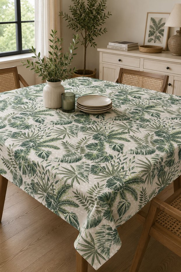 Forest Stain Resistant, Low-Maintenance Checked Square Tablecloth (130 x 130 cm)