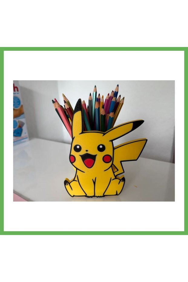 3D-Printed Cute Electric Mouse-Shaped Pencil Holder - Yellow Desktop Organizer GEN01