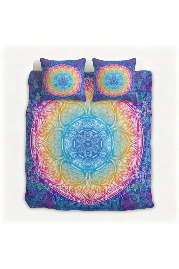 Boho Pattern Flannel 3Pcs Bedding Set, High Quality Flannel Bed Covers