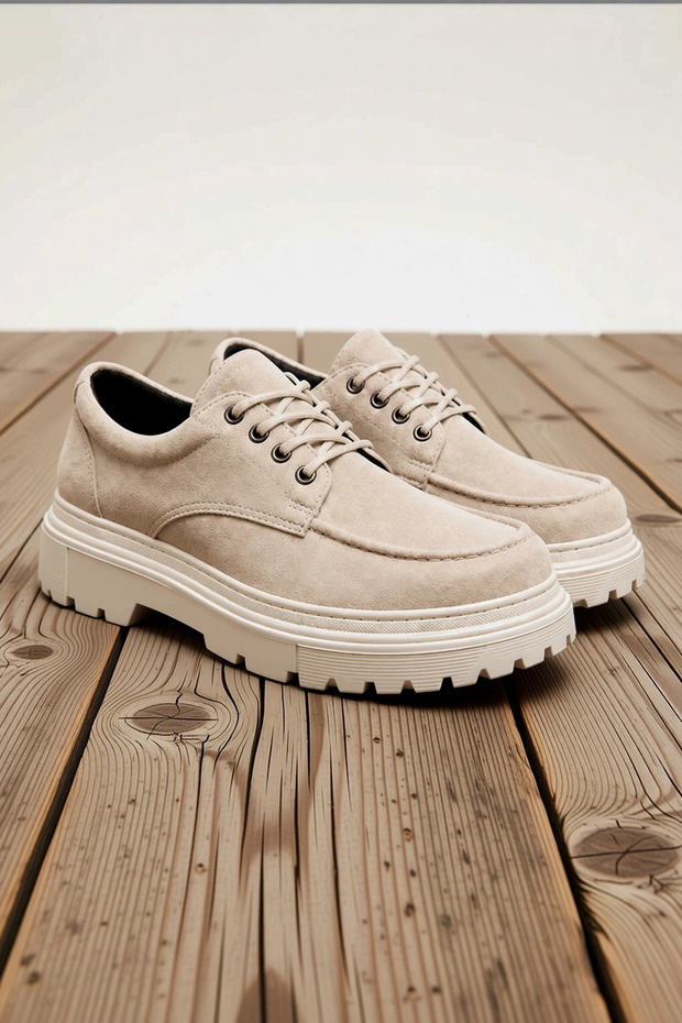 Men's Suede Lace-Up Casual Sporty Classic Shoes with Thick Soles, Orthopedic Lining, Non-Slip, Comfortable, Modern