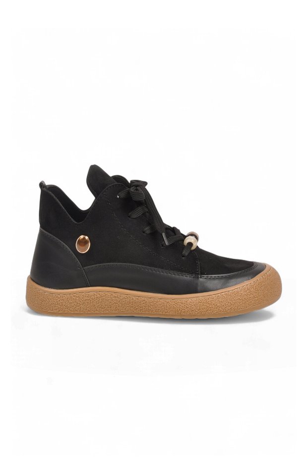 Women's Black Lace-Up Sneaker Boots 669267
