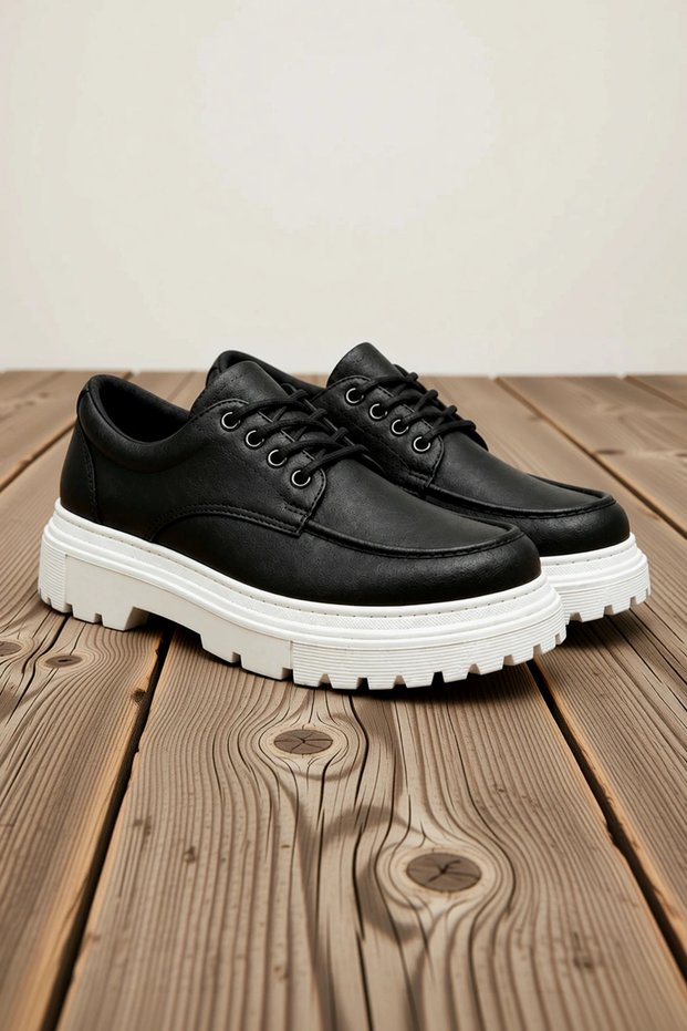 Men's Lace-Up Casual Classic Derby Shoes with Thick Soles, Lined, Non-Slip Outsole, and Comfortable Fit