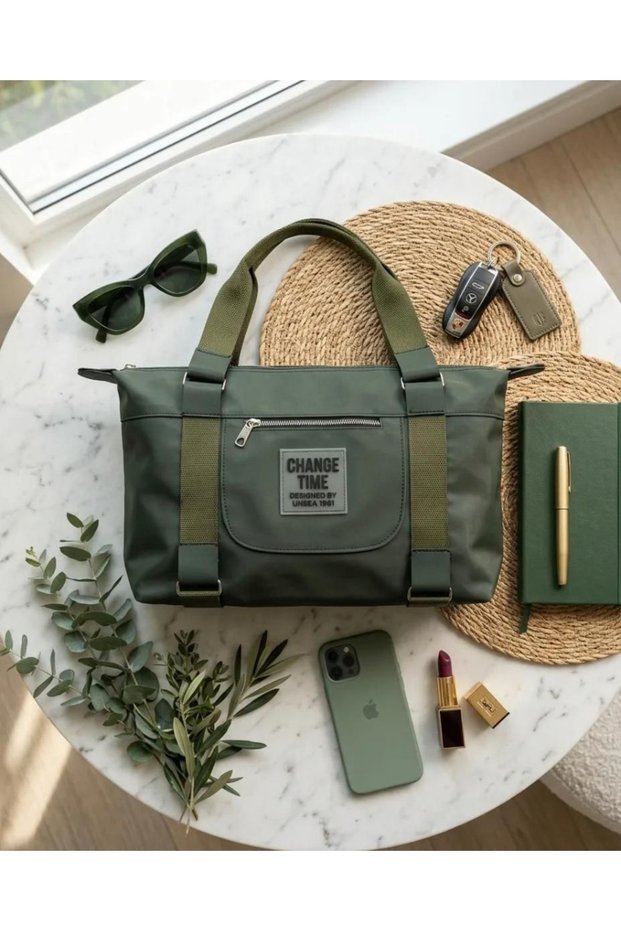 Khaki Parachute Fabric Large Shoulder Bag HB006