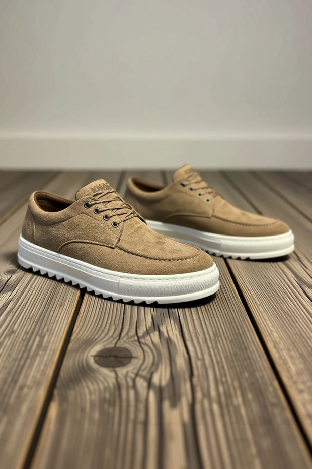 Men's Suede Lace-Up Casual Sneakers with Orthopedic Insoles, Non-Slip Sole, Comfortable, Modern