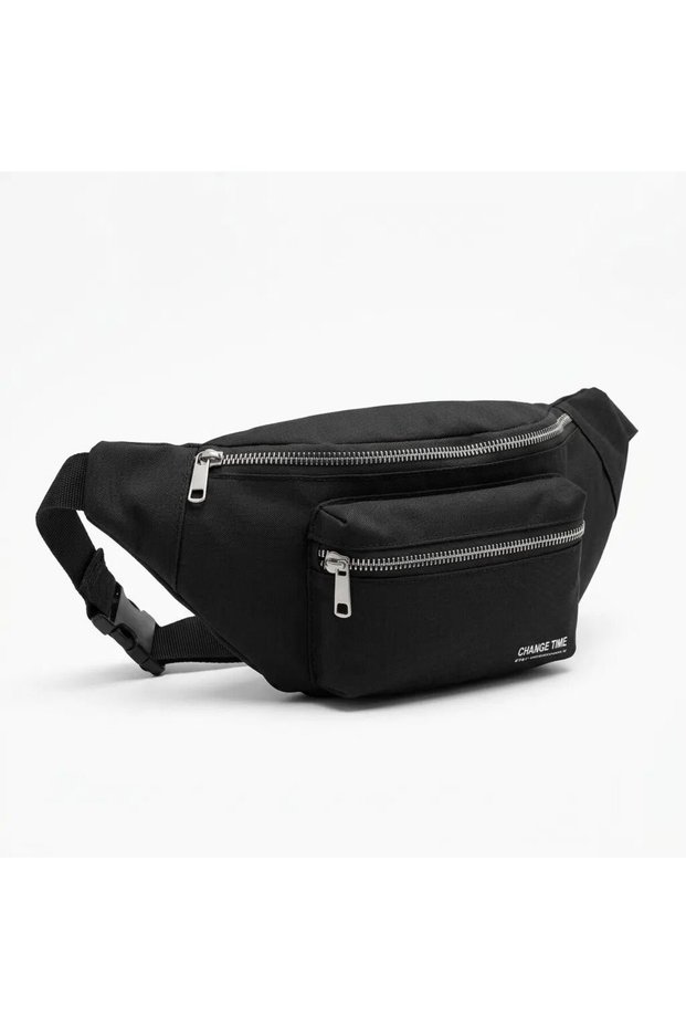 Black Unisex Crisscross Straps Crossbody Bag for Everyday Use with Zipper, 30x13 cm GEN01