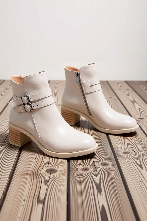 Women's Buckled Zip-Up Boots with Orthopedic Insoles, Non-Slip Sole, Heeled, Everyday, Modern, Comfortable, Winter