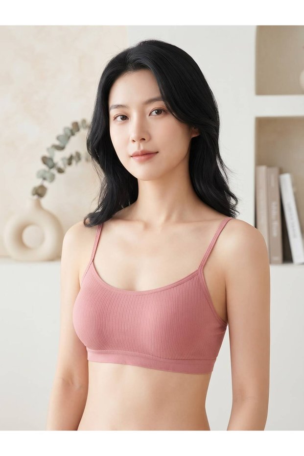 Women's Stitch-Free Corded Fabric Bustier with Spaghetti Straps, Stretchy Cropped Top, Detachable Lining, 8 Colors