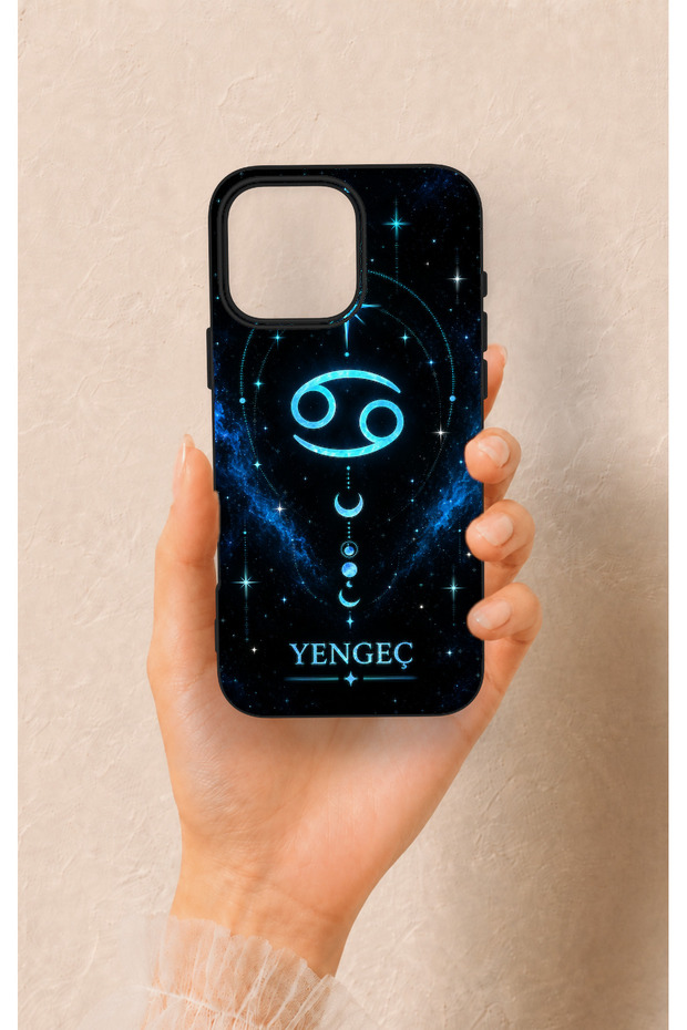 iPhone 16 Pro Max Compatible Silicone Case with Cancer Zodiac Sign Design