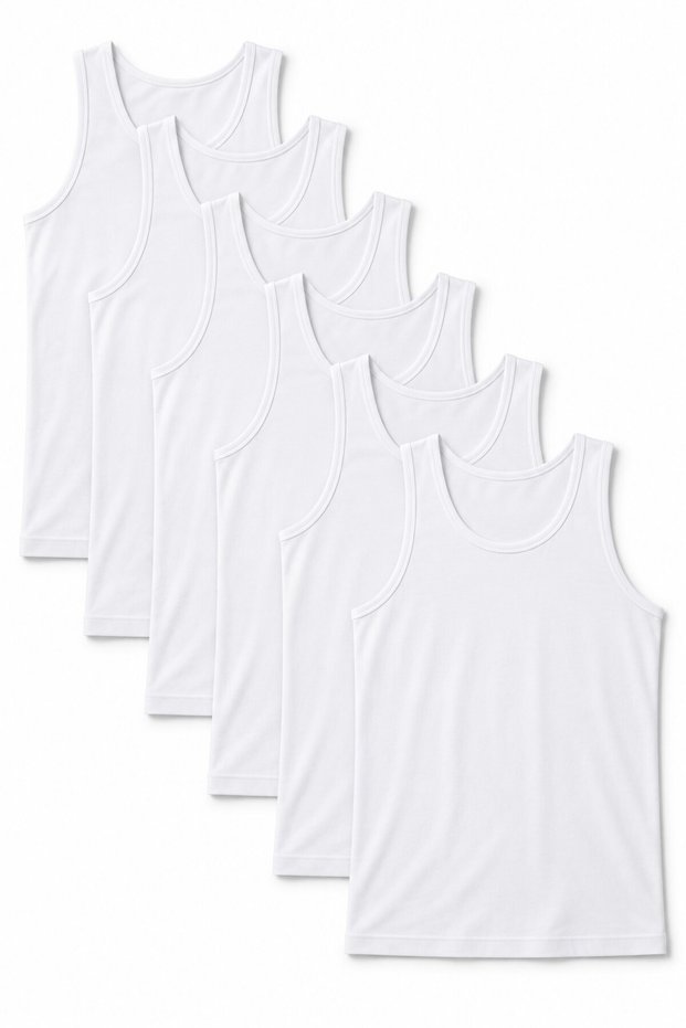 Men's Modal 6-Pack White Tank Tops, Men's Tank Tops with Wide Straps