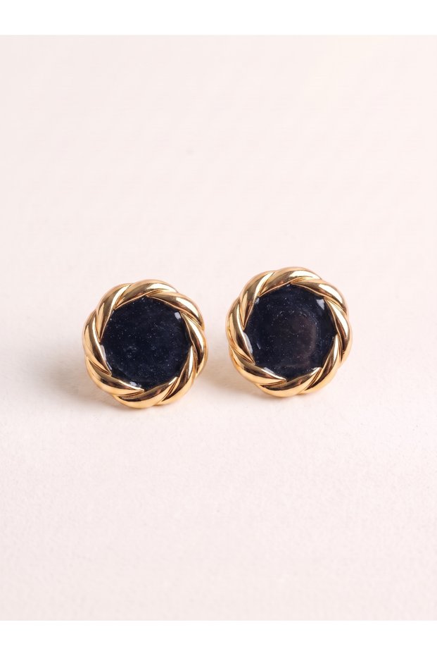 Gold Twisted Round Earrings