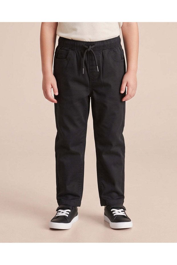 Boys Black Pull-On Trousers