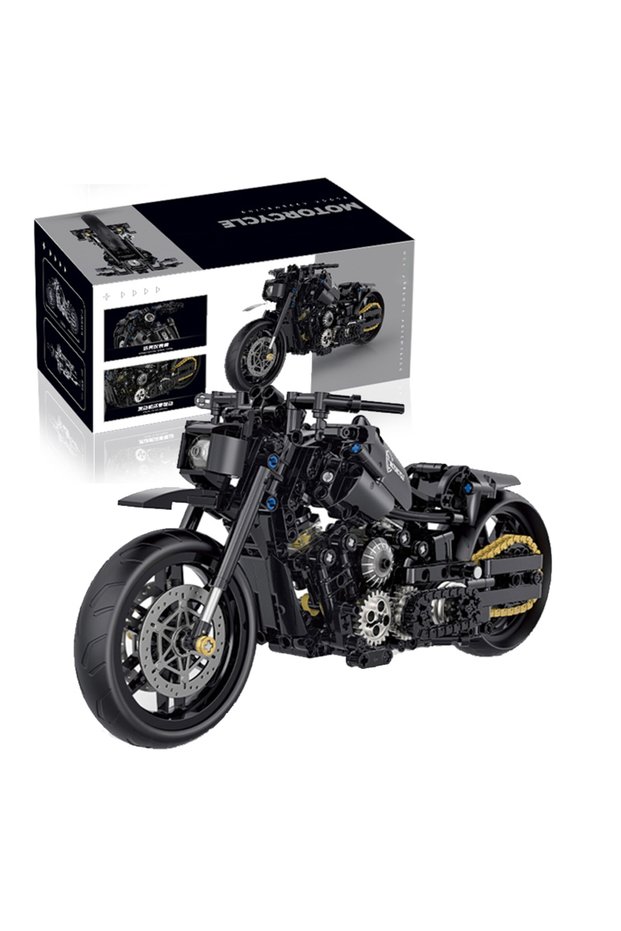 With box 538Pcs Classic Motorbike Building Model Blocks Moto Road Racer Bricks Christmas Gifts Toys