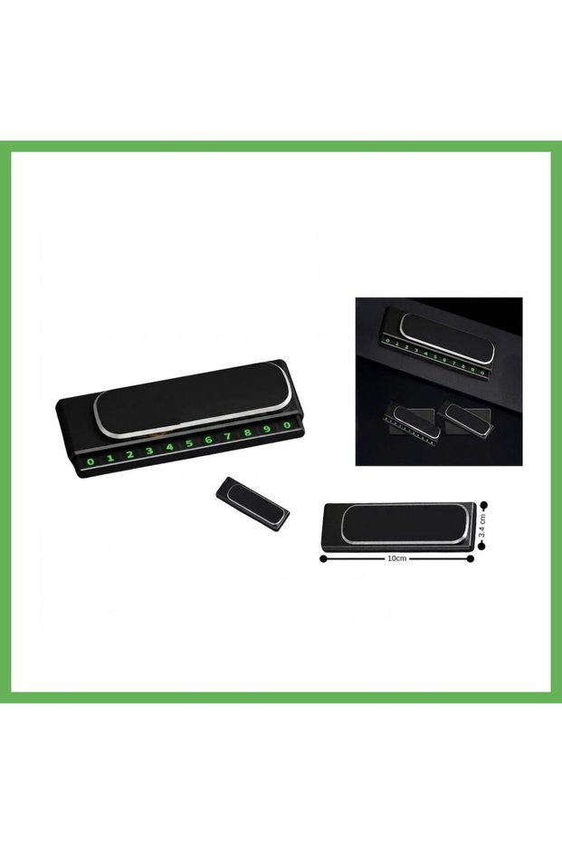 Flip-Open Sliding Car Phone Number Plate with Glow-in-the-Dark Numbering, Black GEN01