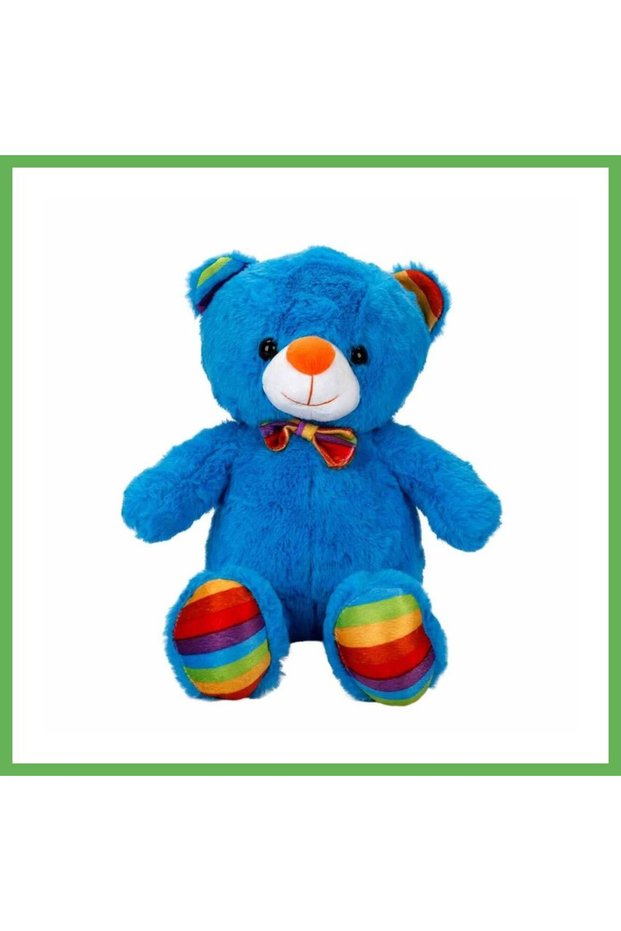 Sitting Colorful Plush Bear with a Bow, 30 cm GEN01