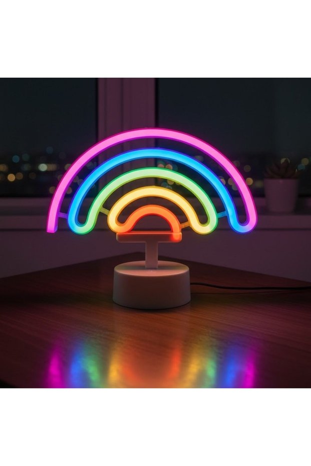 Plastic Rainbow Neon LED Light – Decorative Colorful Desktop and Ambient Lighting (5496)