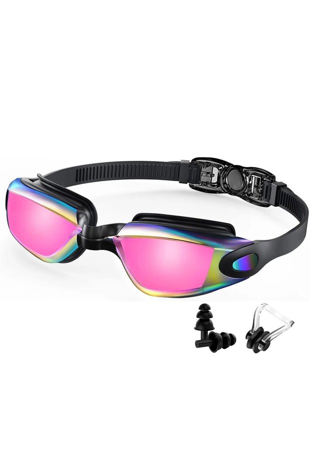 Fuchsia Swimming Goggles Professional Waterproof Swim Eyewear Glasses Anti-fog 100% UV Protection No