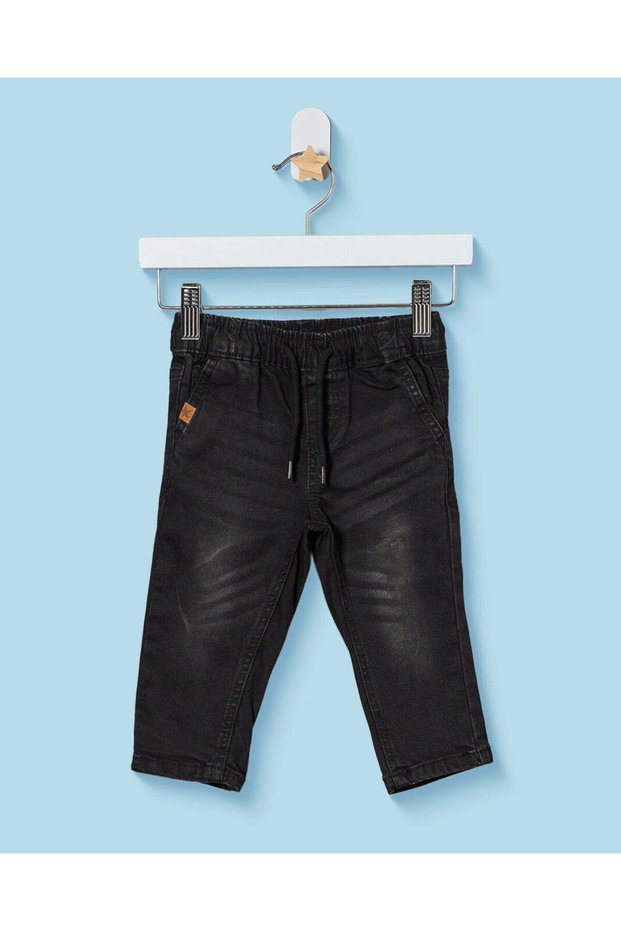Infant Boys Black Pull On Jeans